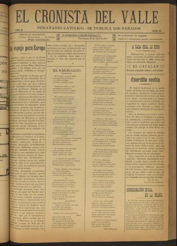 'El Cronista del Valle' - Época 1ª Año II Número 61 - 1911 abril 29