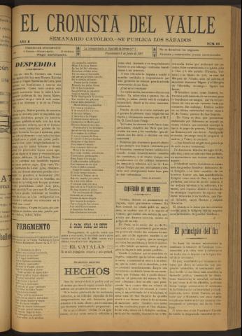 'El Cronista del Valle' - Época 1ª Año II Número 66 - 1911 junio 03