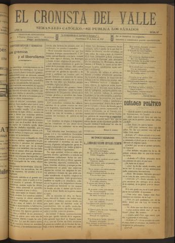 'El Cronista del Valle' - Época 1ª Año II Número 67 - 1911 junio 10