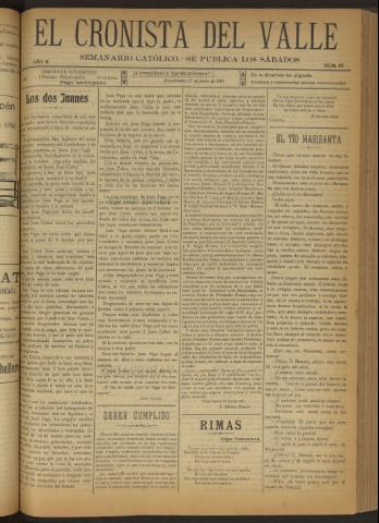 'El Cronista del Valle' - Época 1ª Año II Número 68 - 1911 junio 17