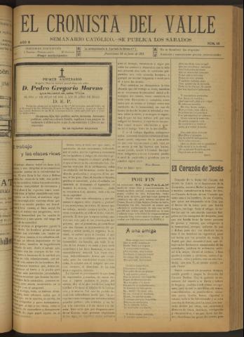 'El Cronista del Valle' - Época 1ª Año II Número 69 - 1911 junio 24