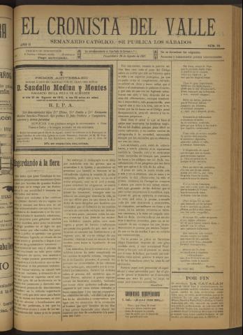 'El Cronista del Valle' - Época 1ª Año II Número 78 - 1911 agosto 26