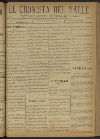 'El Cronista del Valle' - Época 1ª Año II Número 84 - 1911 octubre 07