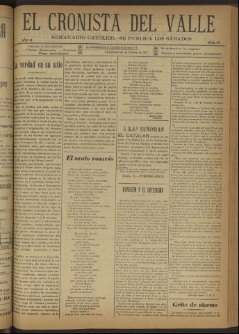 'El Cronista del Valle' - Época 1ª Año II Número 85 - 1911 octubre 14