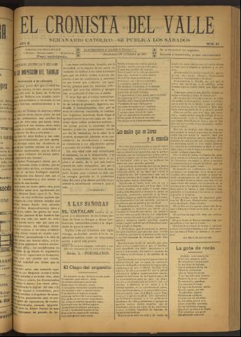 'El Cronista del Valle' - Época 1ª Año II Número 87 - 1911 octubre 28