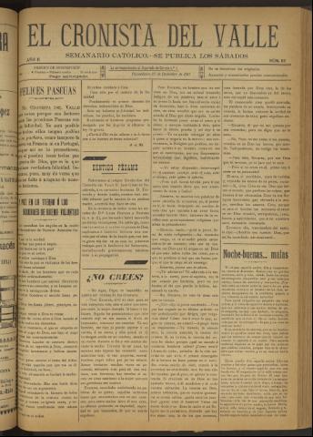 'El Cronista del Valle' - Época 1ª Año II Número 95 - 1911 diciembre 23