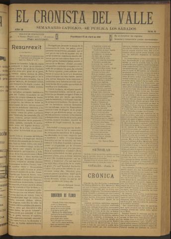 'El Cronista del Valle' - Época 1ª Año III Número 111 - 1912 abril 13
