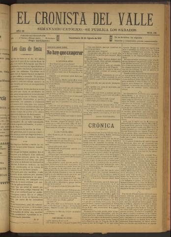 'El Cronista del Valle' - Época 1ª Año III Número 130 - 1912 agosto 24