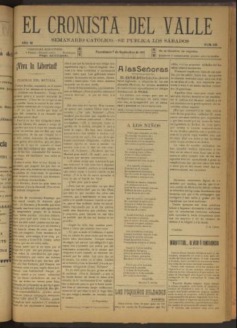 'El Cronista del Valle' - Época 1ª Año III Número 132 - 1912 septiembre 07