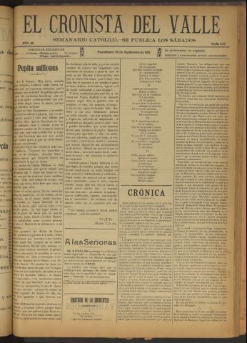 'El Cronista del Valle' - Época 1ª Año III Número 135 - 1912 septiembre 28