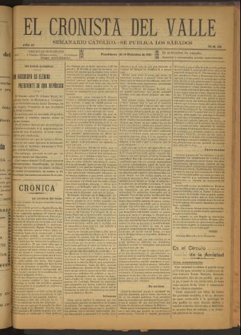 'El Cronista del Valle' - Época 1ª Año III Número 146 - 1912 diciembre 14