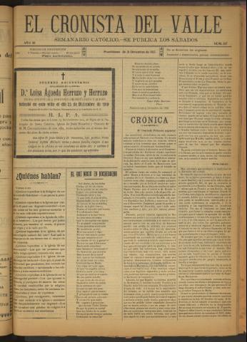 'El Cronista del Valle' - Época 1ª Año III Número 147 - 1912 diciembre 21