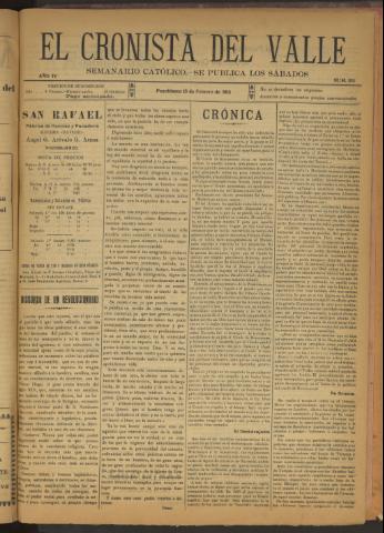 'El Cronista del Valle' - Época 1ª Año IV Número 155 - 1913 febrero 15