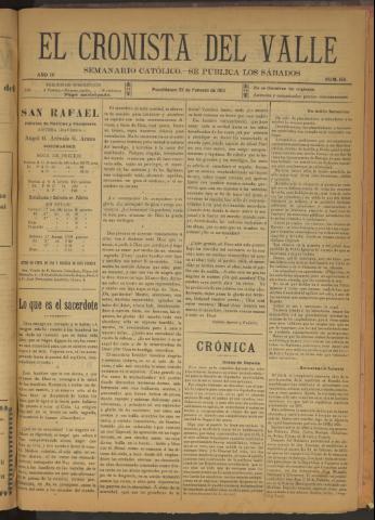 'El Cronista del Valle' - Época 1ª Año IV Número 156 - 1913 febrero 22