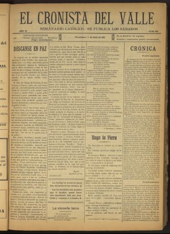 'El Cronista del Valle' - Época 1ª Año IV Número 162 - 1913 abril 05