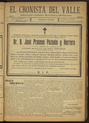 'El Cronista del Valle' - Época 1ª Año IV Número 164 - 1913 abril 19