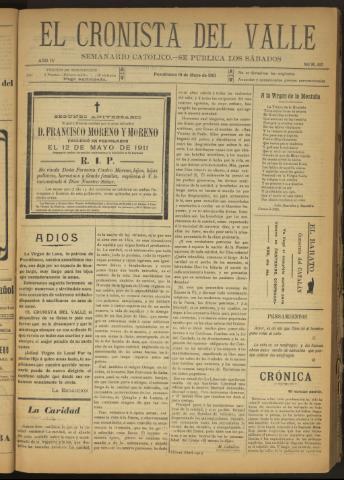 'El Cronista del Valle' - Época 1ª Año IV Número 167 - 1913 mayo 10