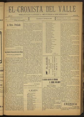 'El Cronista del Valle' - Época 1ª Año IV Número 168 - 1913 mayo 17