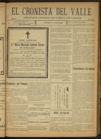 'El Cronista del Valle' - Época 1ª Año IV Número 170 - 1913 mayo 31