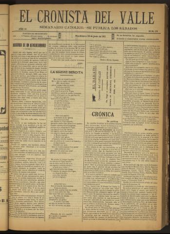 'El Cronista del Valle' - Época 1ª Año IV Número 174 - 1913 junio 28