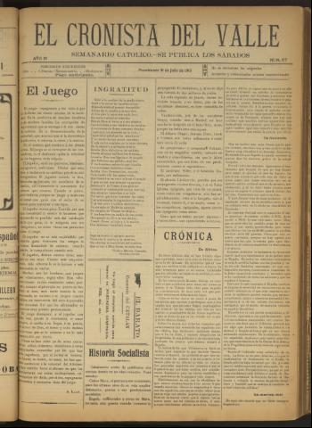 'El Cronista del Valle' - Época 1ª Año IV Número 177 - 1913 julio 19