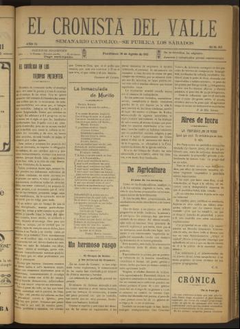'El Cronista del Valle' - Época 1ª Año IV Número 183 - 1913 agosto 30