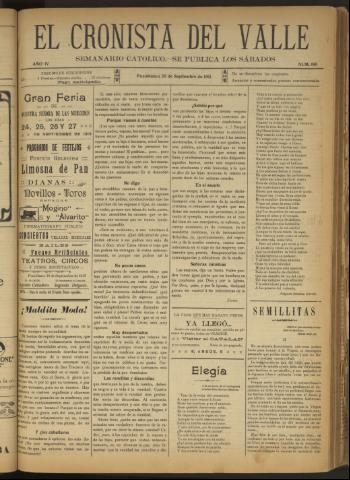 'El Cronista del Valle' - Época 1ª Año IV Número 186 - 1913 septiembre 20