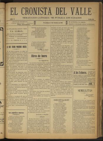 'El Cronista del Valle' - Época 1ª Año IV Número 188 - 1913 octubre 04