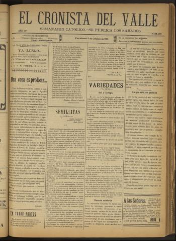 'El Cronista del Valle' - Época 1ª Año IV Número 189 - 1913 octubre 11