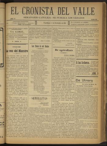 'El Cronista del Valle' - Época 1ª Año IV Número 192 - 1913 noviembre 01