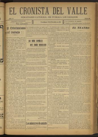 'El Cronista del Valle' - Época 1ª Año IV Número 198 - 1913 diciembre 13