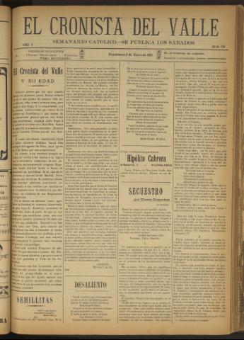 'El Cronista del Valle' - Época 1ª Año V Número 201 - 1914 enero 03