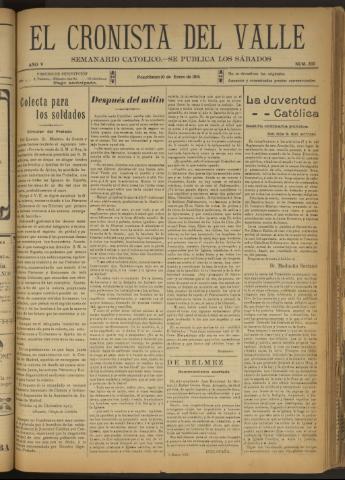 'El Cronista del Valle' - Época 1ª Año V Número 202 - 1914 enero 10