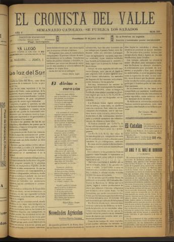 'El Cronista del Valle' - Época 1ª Año V Número 225 - 1914 junio 27