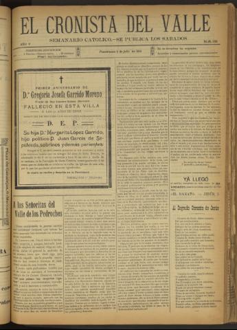 'El Cronista del Valle' - Época 1ª Año V Número 226 - 1914 julio 04