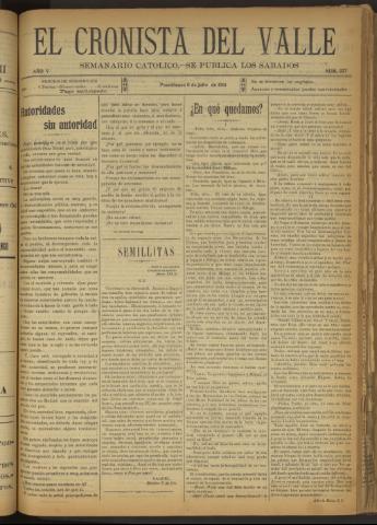 'El Cronista del Valle' - Época 1ª Año V Número 227 - 1914 julio 11