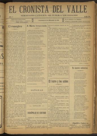 'El Cronista del Valle' - Época 1ª Año V Número 249 - 1914 diciembre 12