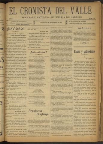 'El Cronista del Valle' - Época 1ª Año V Número 250 - 1914 diciembre 19