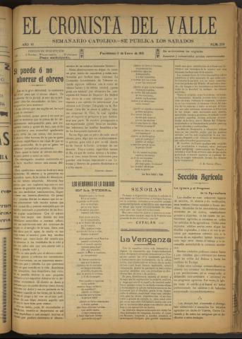 'El Cronista del Valle' - Época 1ª Año VI Número 253 - 1915 enero 09