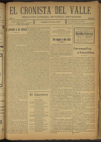 'El Cronista del Valle' - Época 1ª Año VI Número 255 - 1915 enero 23