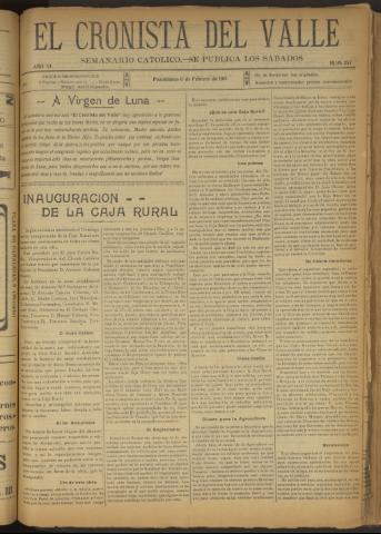 'El Cronista del Valle' - Época 1ª Año VI Número 257 - 1915 febrero 06