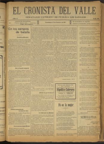 'El Cronista del Valle' - Época 1ª Año VI Número 260 - 1915 febrero 27