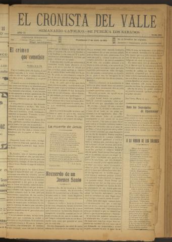 'El Cronista del Valle' - Época 1ª Año VI Número 265 - 1915 abril 03