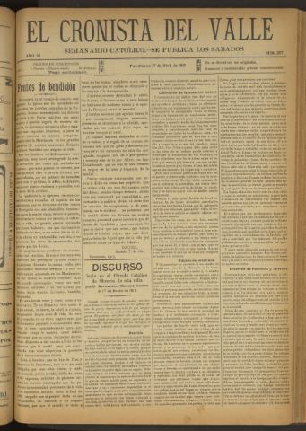 'El Cronista del Valle' - Época 1ª Año VI Número 267 - 1915 abril 17