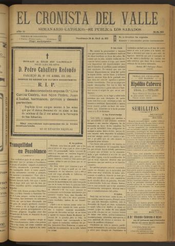 'El Cronista del Valle' - Época 1ª Año VI Número 268 - 1915 abril 24