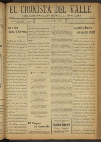 'El Cronista del Valle' - Época 1ª Año VI Número 271 - 1915 mayo 15