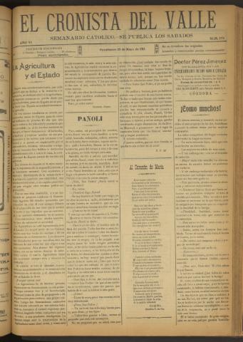 'El Cronista del Valle' - Época 1ª Año VI Número 273 - 1915 mayo 29