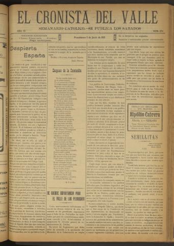 'El Cronista del Valle' - Época 1ª Año VI Número 274 - 1915 junio 05