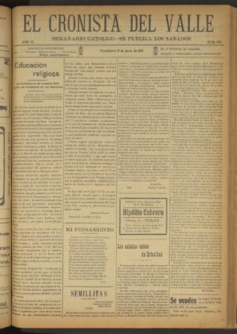 'El Cronista del Valle' - Época 1ª Año VI Número 275 - 1915 junio 12