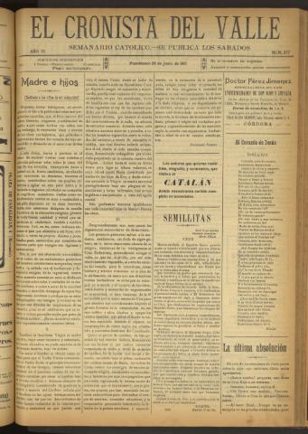 'El Cronista del Valle' - Época 1ª Año VI Número 277 - 1915 junio 26